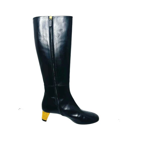 Gucci Black Calfskin Leather Knee-High Boots w Crystal Embellished Heels EU 36.5 - Picture 15 of 16